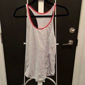 Lululemon white and gray striped tank with orange trim - size 8
